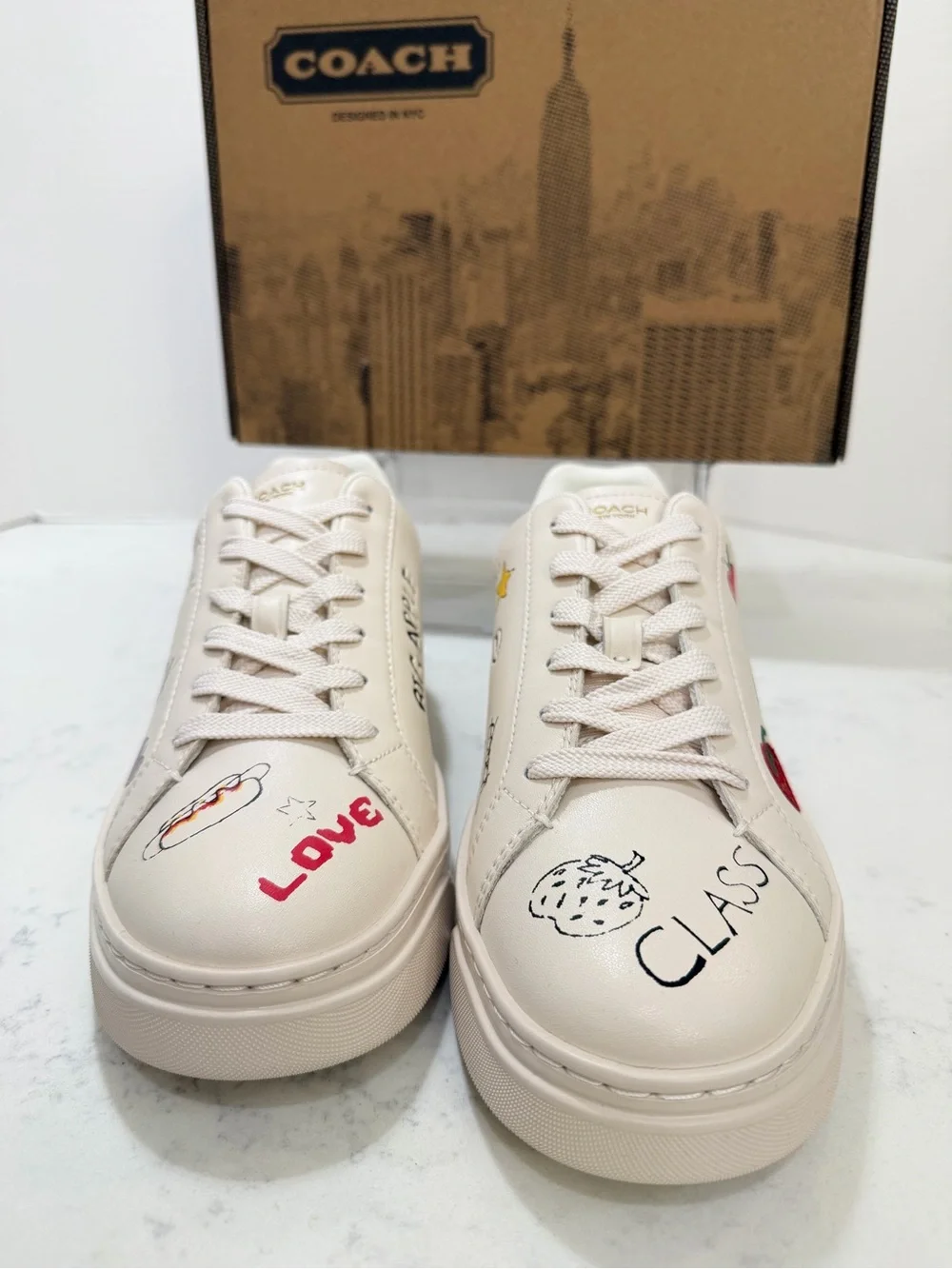 Coach cream graphic 'New York Big Apple' sneakers